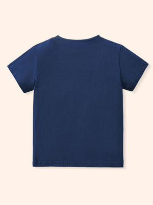 Dark navy toddler crew neck t-shirt with short sleeves.