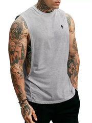 Men's Full Size Round Neck Tank Top Plus Size in Apricot, side view
