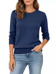 Sherbet pullover sweater with ribbed cuffs and long sleeve