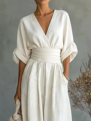 Full Size Half Sleeve Wide Leg Jumpsuit, back view