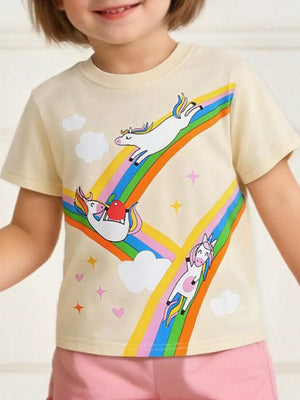 Toddler cotton graphic tee with playful unicorn print