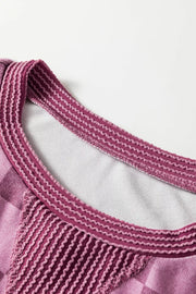 Ribbed Trim Checkered Pullover Shirt, product detail
