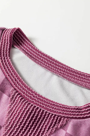 Ribbed Trim Checkered Pullover Shirt, product detail