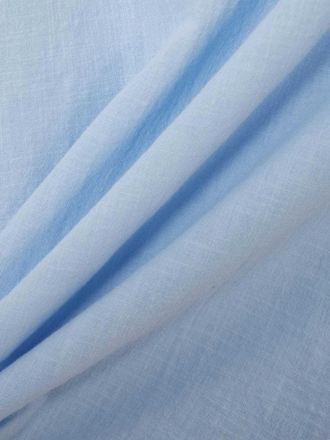 Light blue linen henley polo shirt fabric detail