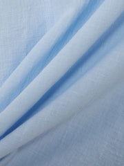 Light blue linen henley polo shirt fabric detail