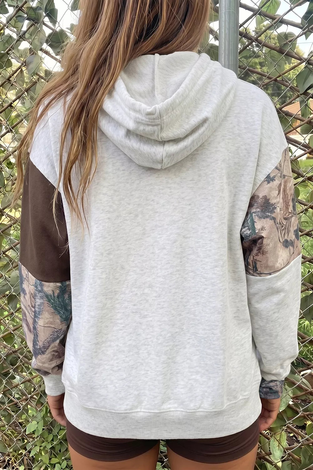 Multicolour Camo Print Drawstring Hoodie, side view