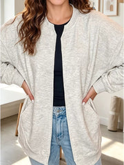 athleisure zip-up sweater in heather grey with collared