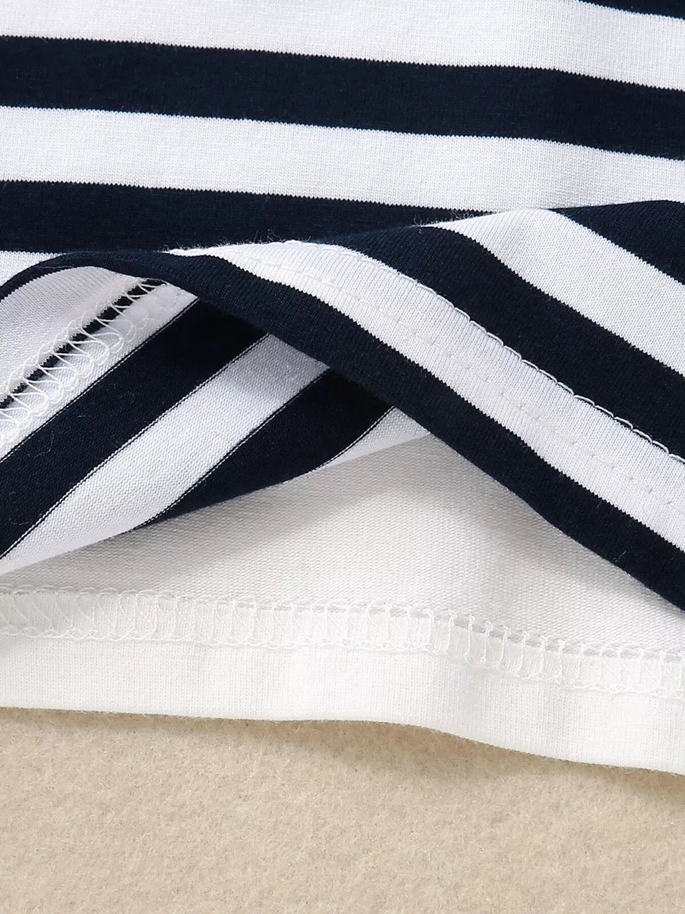 Children's Striped T-shirt And Shorts Set, close-up detail