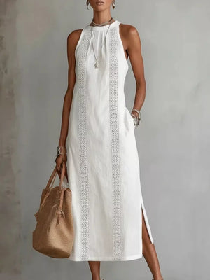 Sleeveless Lace Trim Midi Dress Plus Size, front view