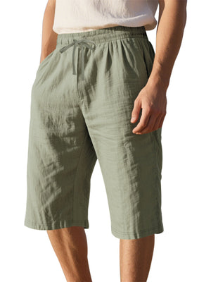 Men's Casual Drawstring Bermuda Shorts Plus Size in Light Blue, view 11