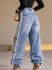 Deconstructed Raw Hem Jeans