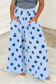 Polka Dot Wide Leg Casual Pants, front view