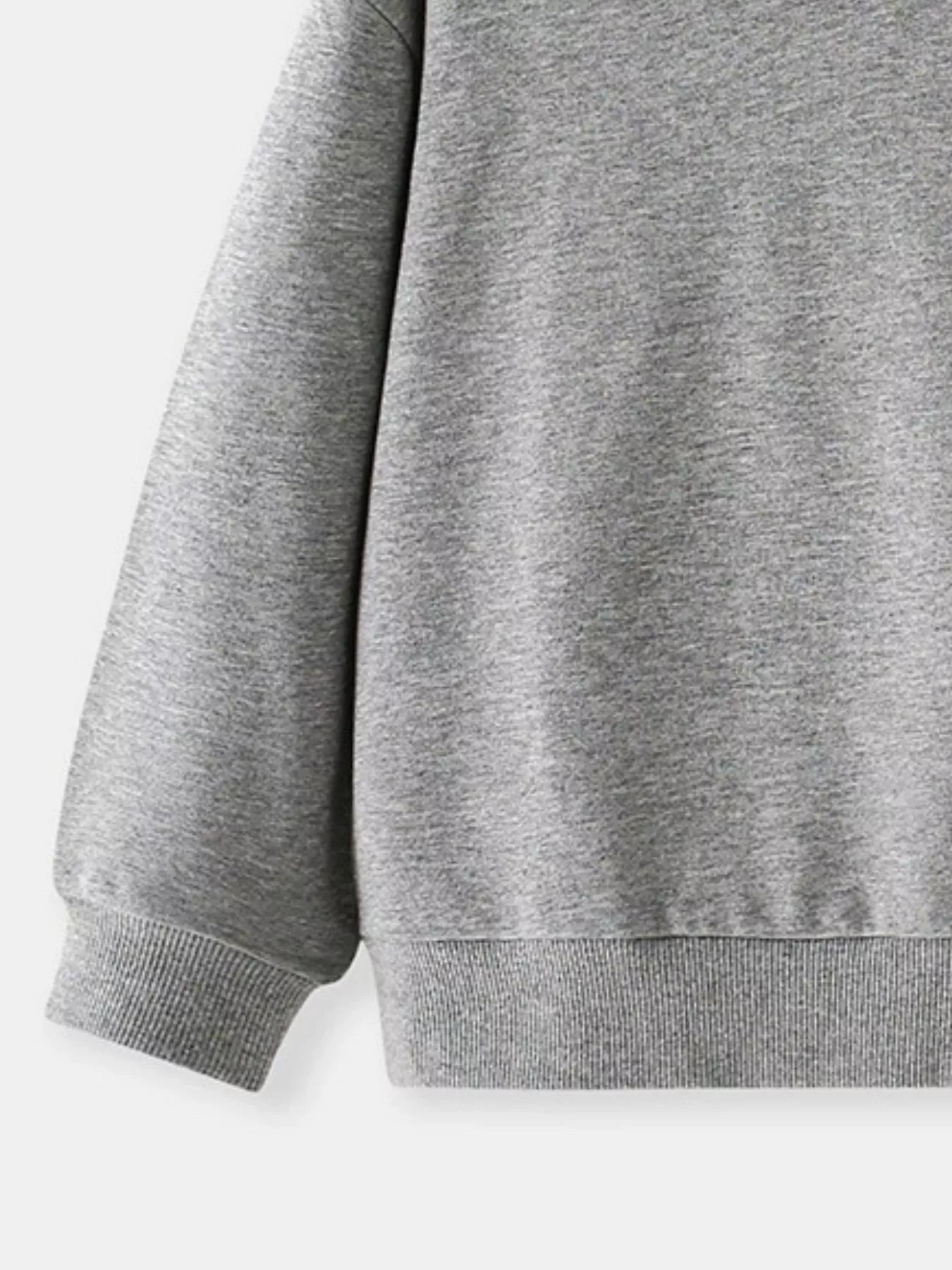 Gray crew-neck sweatshirt for kids with ribbed cuffs and hem