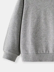 Gray crew-neck sweatshirt for kids with ribbed cuffs and hem