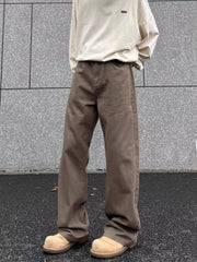 Men's brown wide-leg sweatpants with a relaxed fit and drawstring waist.