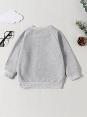 Children's Graphic Round Neck Sweatshirt in Light Gray, model styling view