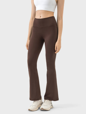 Flared sculpt leggings in mocha with a high-rise waist and a subtle flare at the hem.