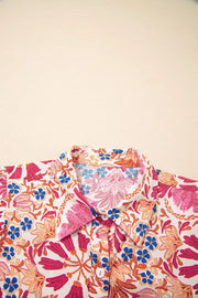 Fall Flower Print Long Sleeve Mini Dress in Dusty Pink, editorial view