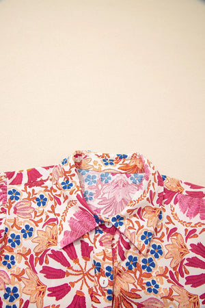 Fall Flower Print Long Sleeve Mini Dress in Dusty Pink, editorial view