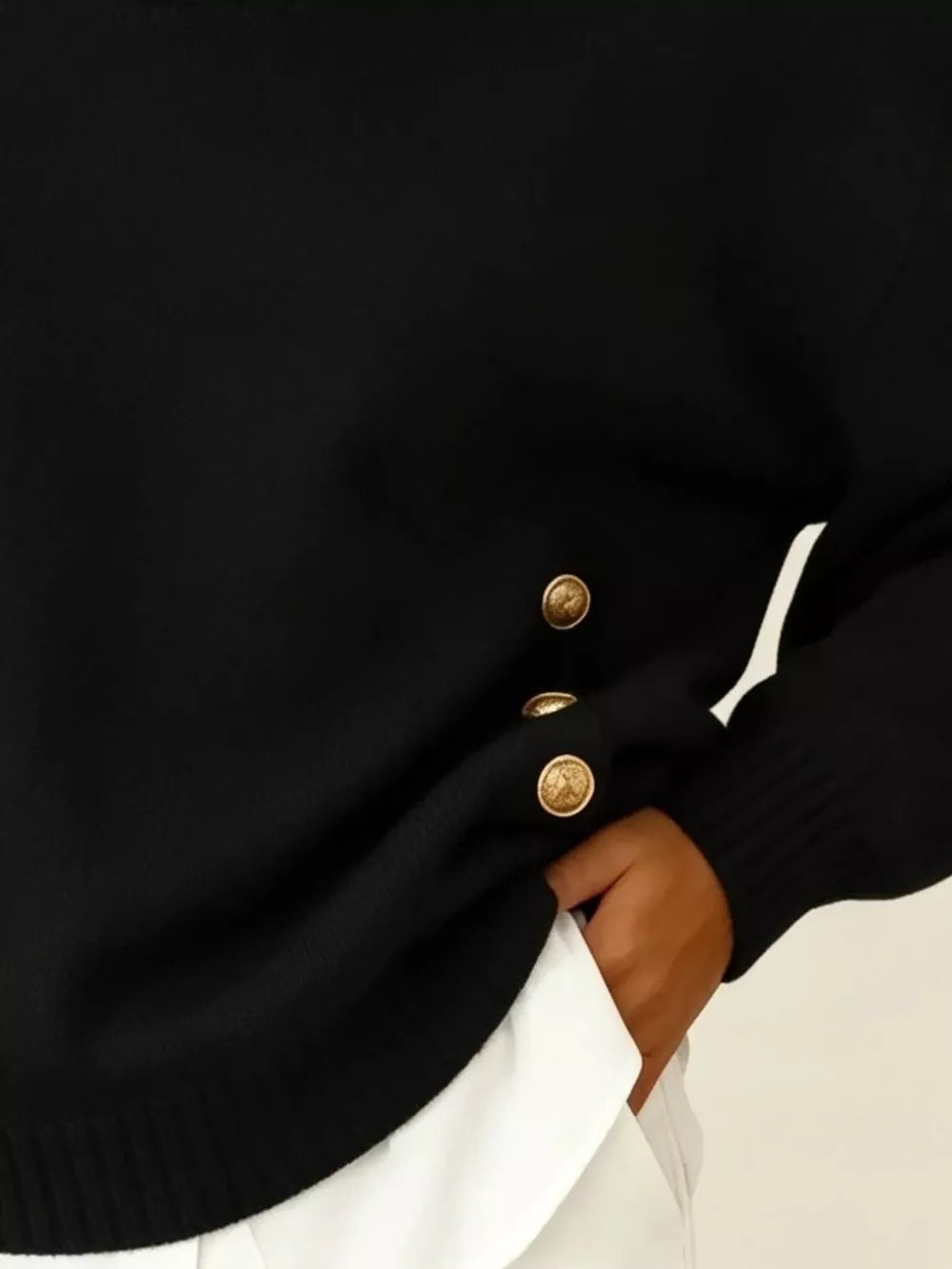 Collared Button-front Knit Sweater in Red, view 18