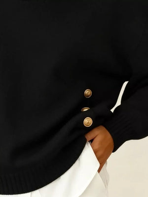 Collared Button-front Knit Sweater in Red, view 18