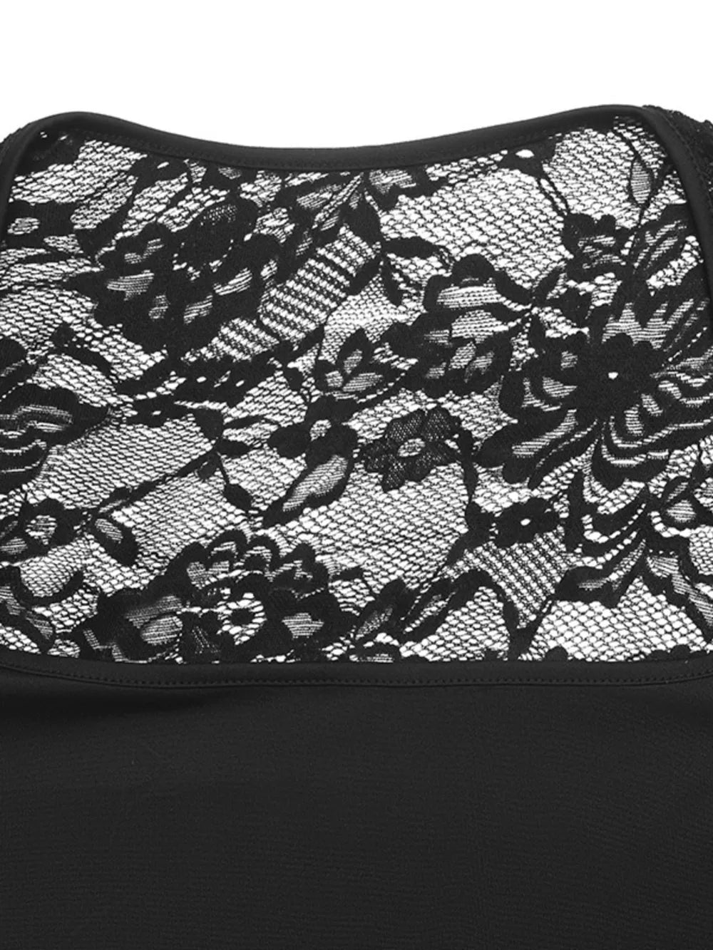 Lace Sleeve Square Neck Top in Black, editorial view