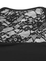 Lace Sleeve Square Neck Top in Black, editorial view