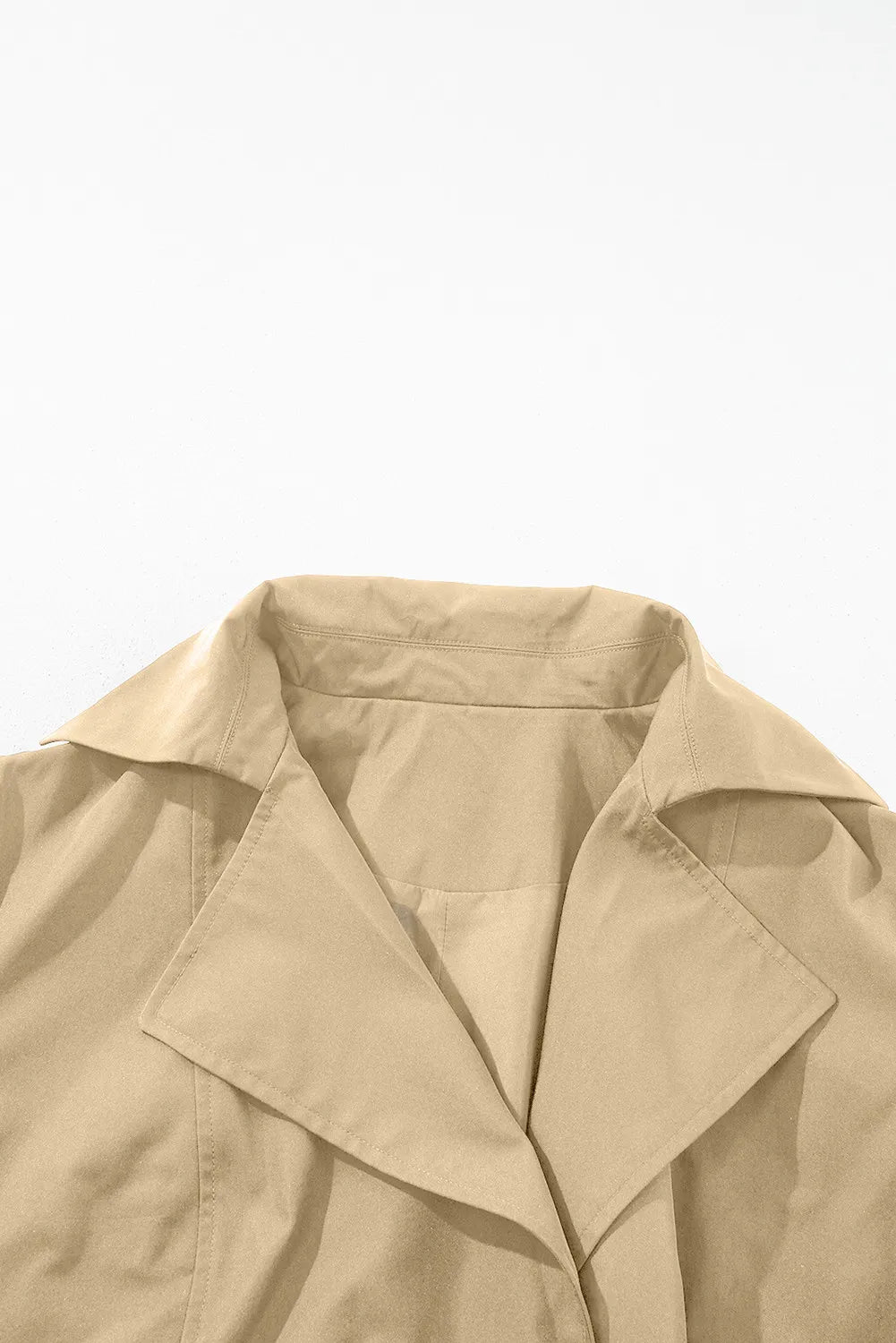 Classic trench coat in Dust Storm with wide lapels and bow-tie waist detail