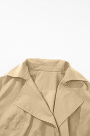 Classic trench coat in Dust Storm with wide lapels and bow-tie waist detail