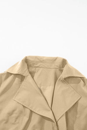 Classic trench coat in Dust Storm with wide lapels and bow-tie waist detail