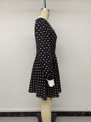 Charming Polka Dot Dress With Peter Pan Collar