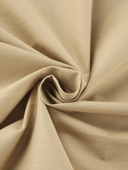 High-waisted A-line skirt in tan cotton fabric with subtle texture