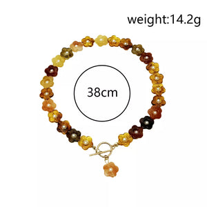 Retro Resin Flower Charm 18k Gold-plated Necklace in Yx1350/gold, view 11