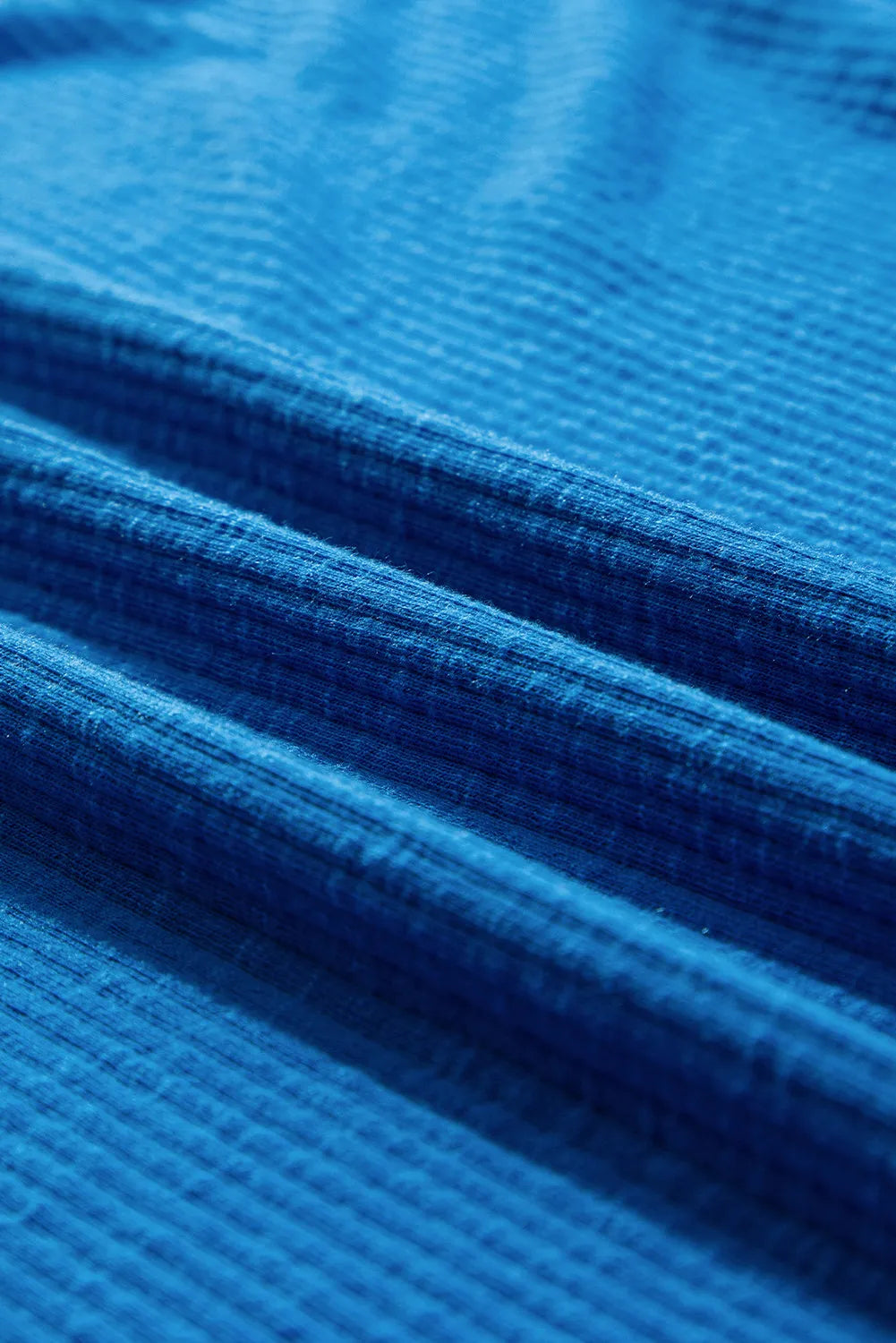 Textured sky blue thermal top with ribbed fabric detail