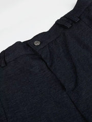 Relaxed fit dark heathered sweatpants with adjustable waist detail and button closure.