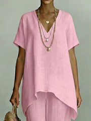 Effortless V-neck Top & Wide-leg Pant Set