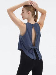 Cutout Back Active Tank With Tie Detail