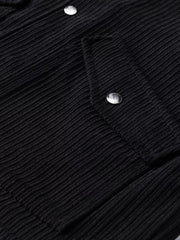 Men's Plus Size Corduroy Button Up Jacket in Black, back view