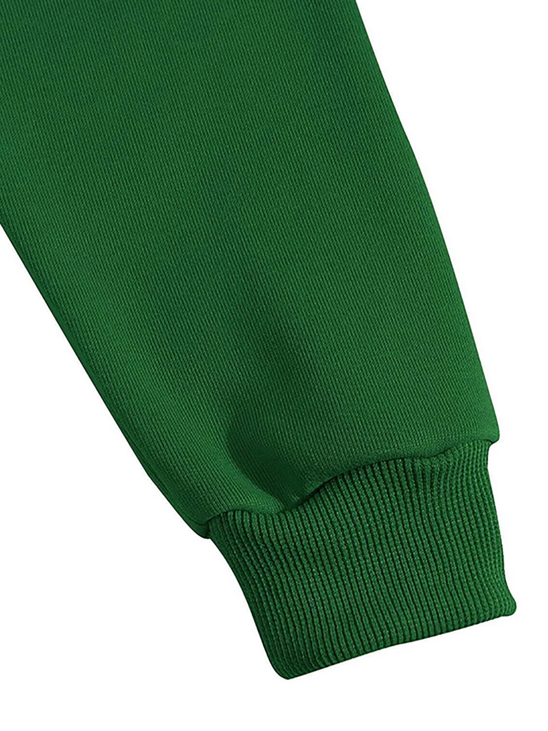 Green hoodie sleeve with ribbed cuff, acrylic blend, adjustable hood
