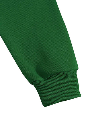 Green hoodie sleeve with ribbed cuff, acrylic blend, adjustable hood