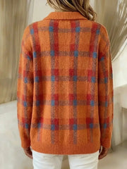 Plaid Button-up Cardigan, close-up detail