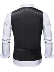 Men's Full Size Paisley Print Button Up Vest, model styling view