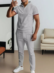 Men's Casual Short-sleeve Hoodie And Pants Set, editorial view