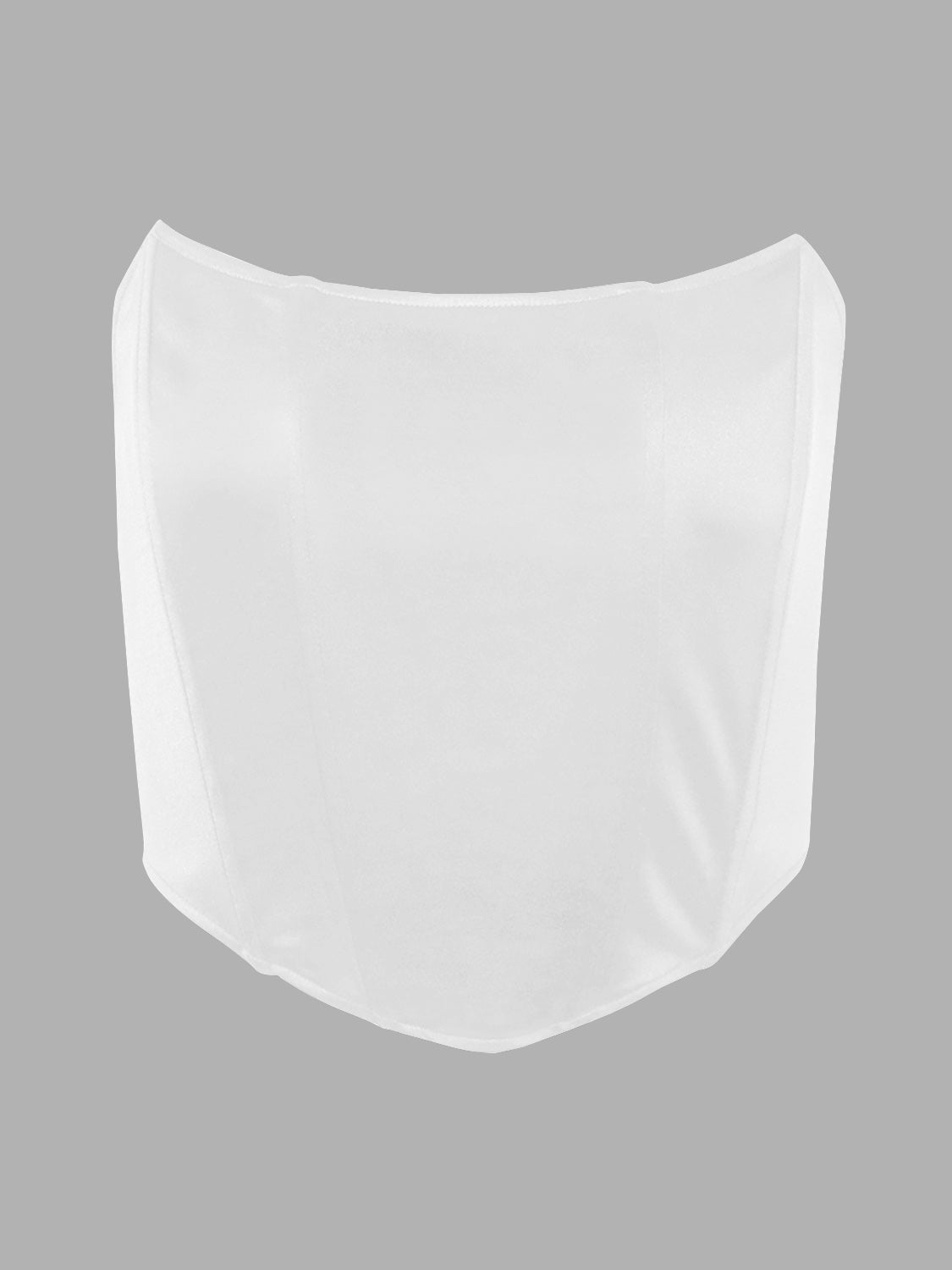 White structured corset crop top with a sweetheart neckline and boning details.