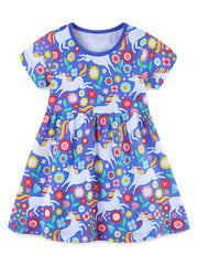 Whimsical Unicorn Floral Toddler Dress
