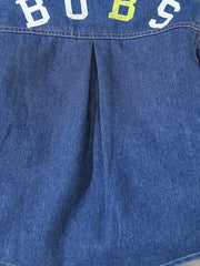 Children's Denim Shirt And Joggers Set in Blue, model styling view