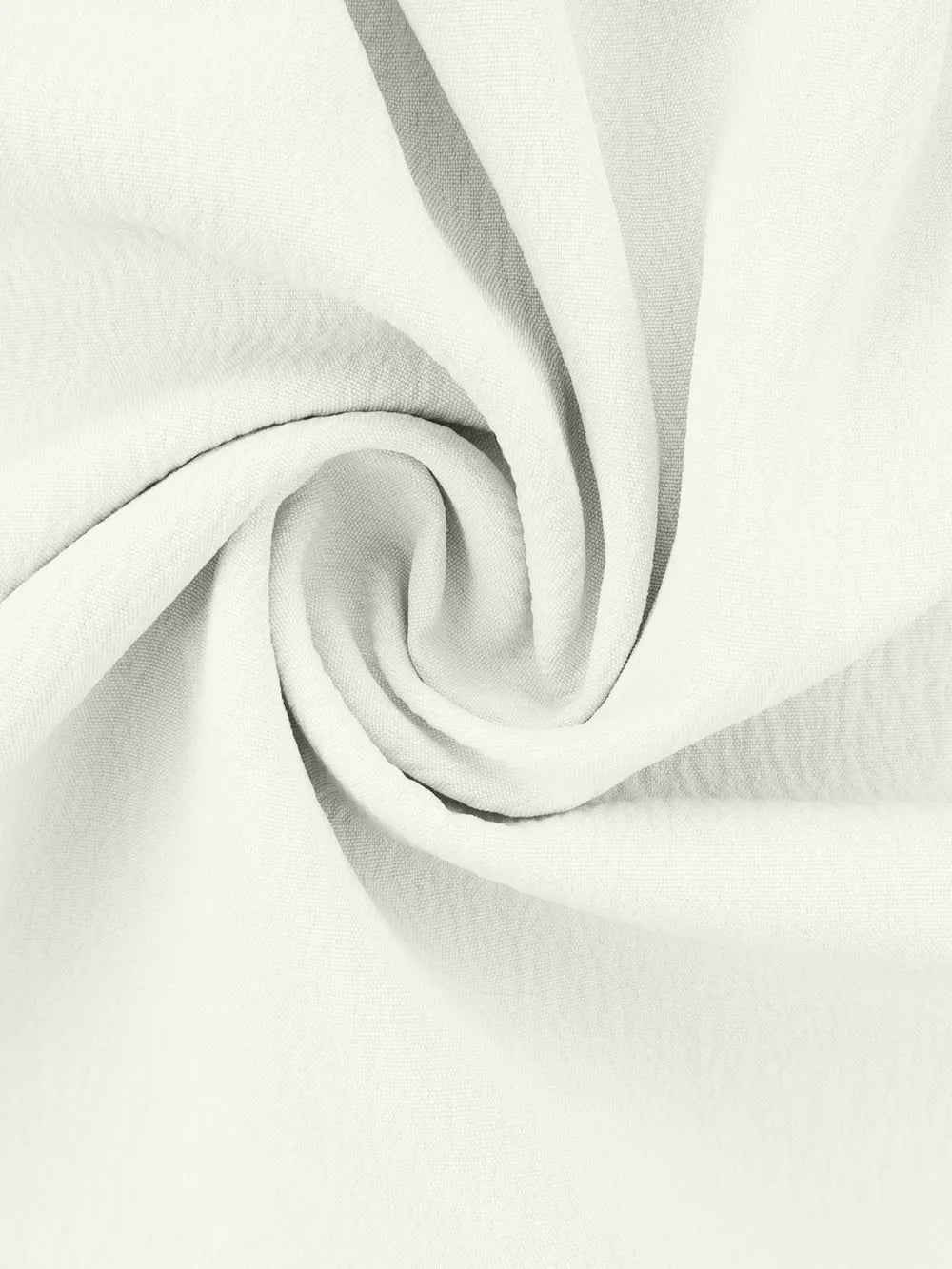 White polyester pajama fabric with soft ruffles and a textured weave.