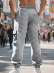Men's Textured Cargo Joggers Plus Size, fabric detail