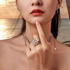 5 Carat 925 Sterling Silver Moissanite Ring, front view