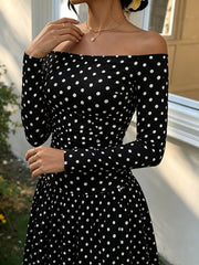 Off-the-shoulder Maxi Dress in Brown, view 15